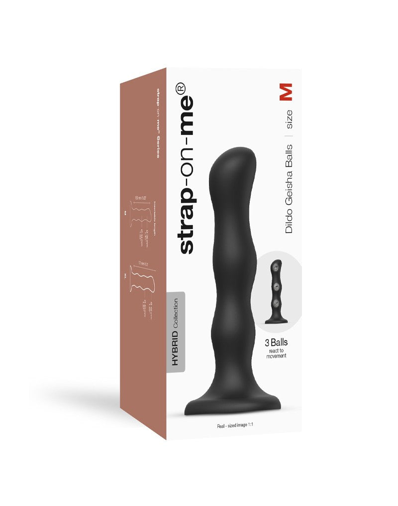 2: Strap-On-Me - Geisha Balls - Dildo mit rotierenden Kugeln Größe M - Schwarz