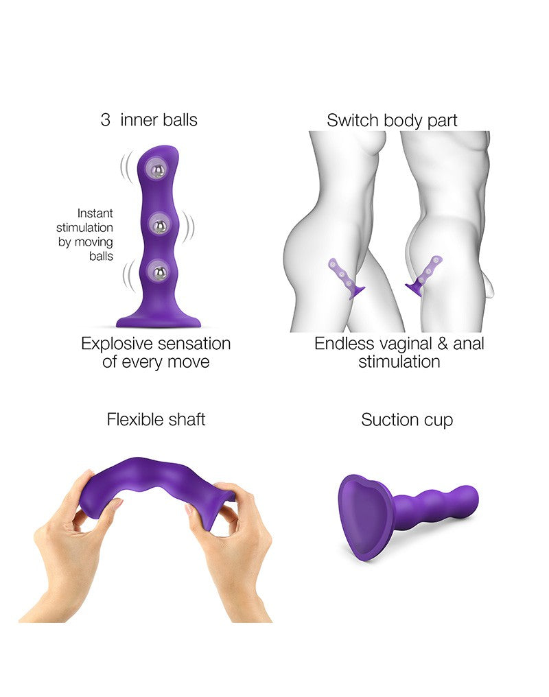 Strap-On-Me - Geisha Balls - Dildo mit rotierenden Kugeln Größe M - Violett