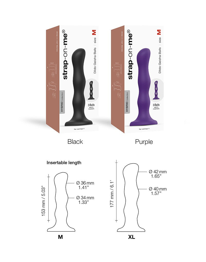 Strap-On-Me - Geisha Balls - Dildo mit rotierenden Kugeln Größe M - Violett