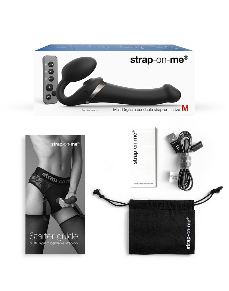 Strap-On-Me - Multi Orgasm - Strap-On Vibrator mit Leckstimulator Größe L - Schwarz