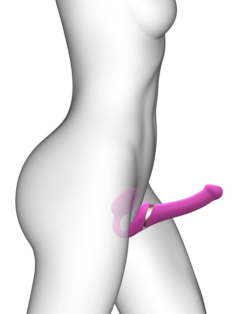 Strap-On-Me - Multi Orgasm - Strap-On Vibrator mit Leckstimulator Größe M - Rosa
