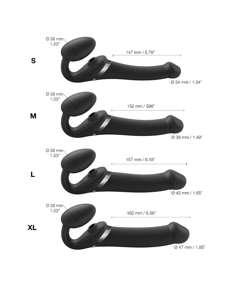 Strap-On-Me - Multi Orgasm - Strap-On Vibrator mit Leckstimulator Größe S - Schwarz