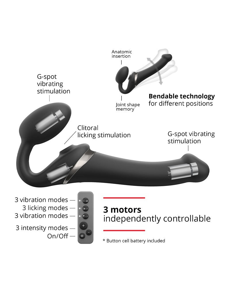 Strap-On-Me - Multi Orgasm - Strap-On Vibrator mit Leckstimulator Größe S - Schwarz
