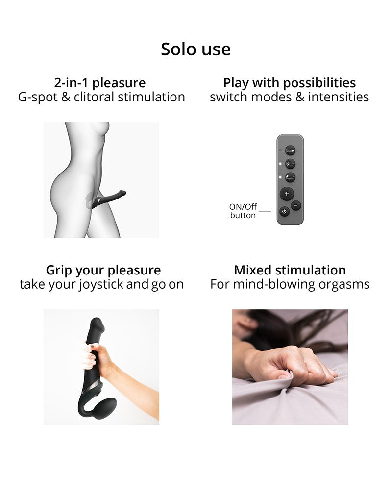 Strap-On-Me - Multi Orgasm - Strap-On Vibrator mit Leckstimulator Größe S - Schwarz