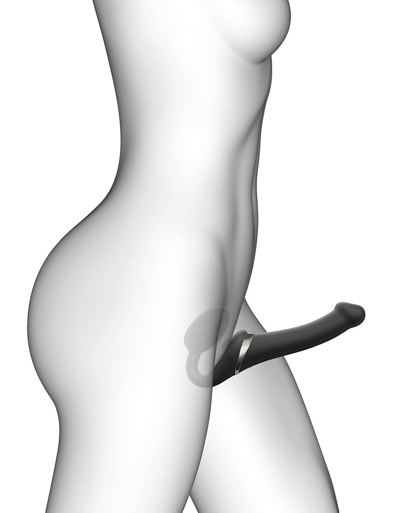 Strap-On-Me - Multi Orgasm - Strap-On Vibrator mit Leckstimulator Größe S - Schwarz