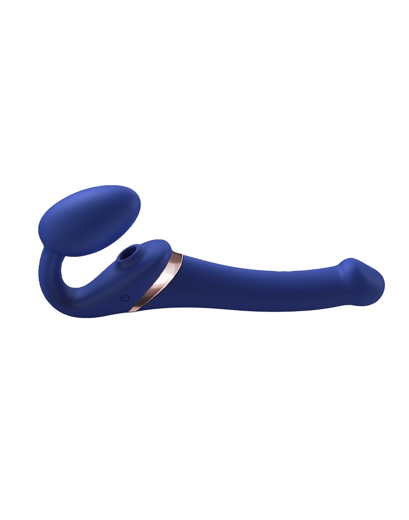 1: Strap-On-Me - Multi Orgasm - Strap-On Vibrator mit Leckstimulator Größe S - Blau