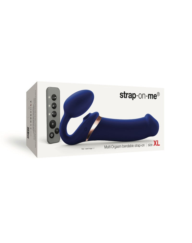 2: Strap-On-Me - Multi Orgasm - Strap-On Vibrator mit Leckstimulator Größe XL - Blau
