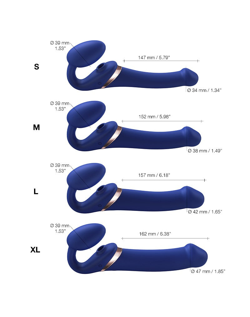 Strap-On-Me - Multi Orgasm - Strap-On Vibrator mit Leckstimulator Größe XL - Blau