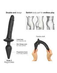 Strap-On-Me - Realistic Switch Plug-In - 2-in-1 Dildo & Buttplug Größe L - Schwarz