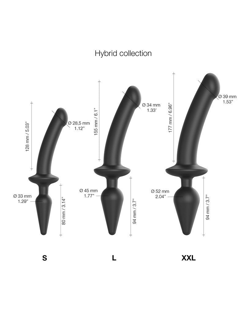 Strap-On-Me - Semirealistischer Switch Plug-In - 2-in-1 Dildo & Butt Plug Größe S - Schwarz