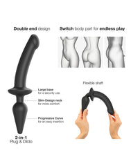 Strap-On-Me - Semirealistischer Switch Plug-In - 2-in-1 Dildo & Butt Plug Größe S - Schwarz