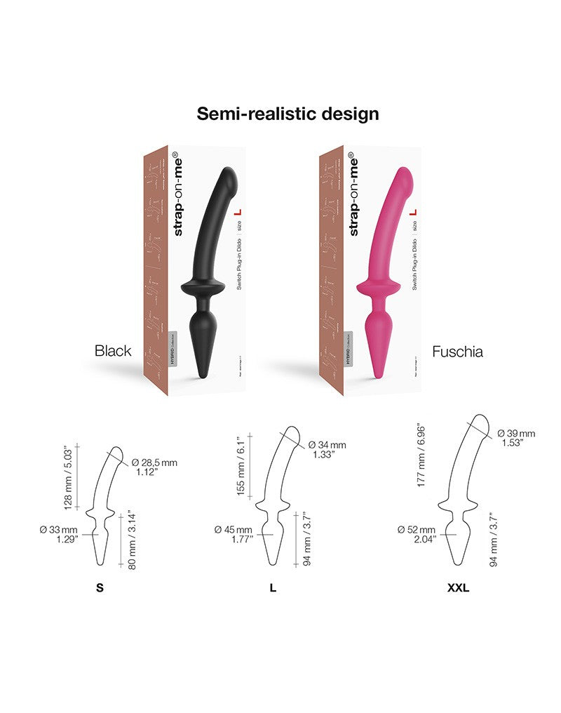 Strap-On-Me - Semirealistischer Switch Plug-In - 2-in-1 Dildo & Butt Plug Größe S - Schwarz