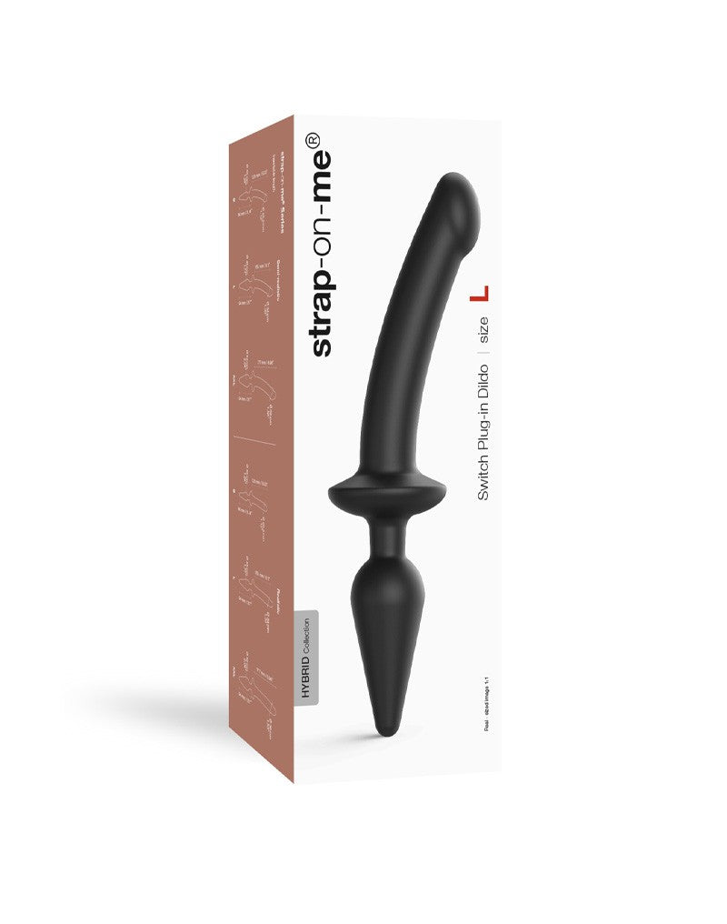Strap-On-Me - Semirealistischer Switch Plug-In - 2-in-1 Dildo & Butt Plug Größe S - Schwarz
