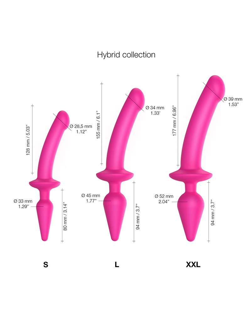 Strap-On-Me - Semirealistischer Switch Plug-In - 2-in-1 Dildo & Butt Plug Größe S - Pink