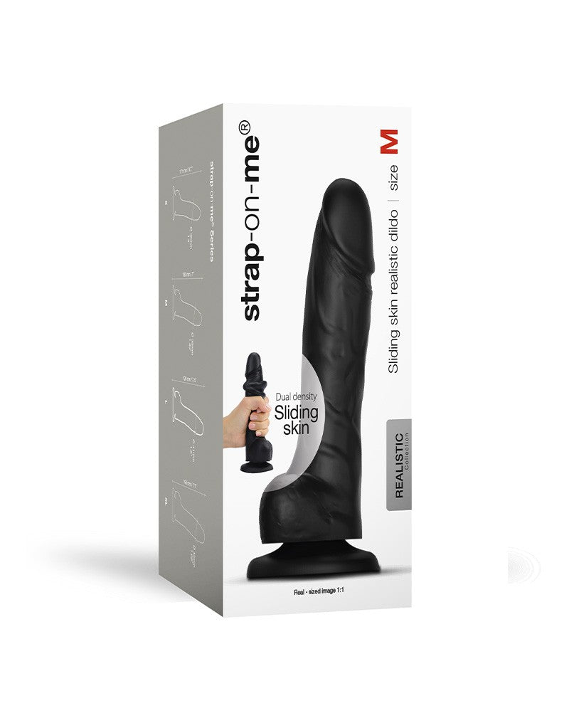 Strap-On-Me - Realistischer Sliding Skin Dildo Größe M - Schwarz
