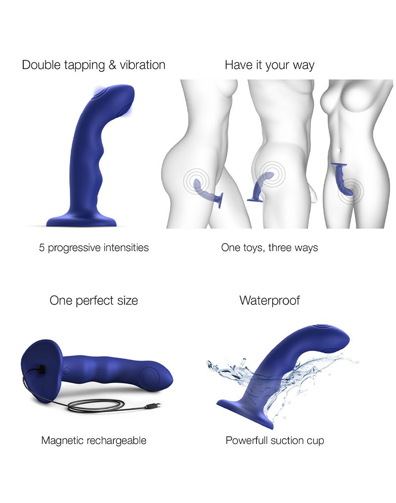 Strap-On-Me - Klopfender Dildo Wave - Blaue Nuit