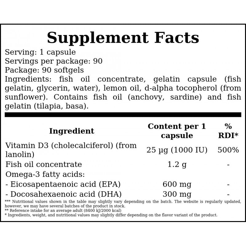 Ultra Omega 3-D Fish Oil - 90softgels x12
