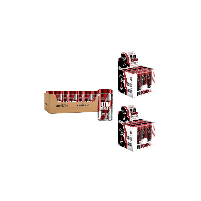 Ultra Omega 3 KSW - 90softgels x24 + 2x Mad Kong - 80ml - Wild Strawberry x12 GRATIS