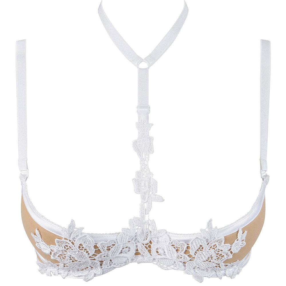 V-9641 bra white with open cups