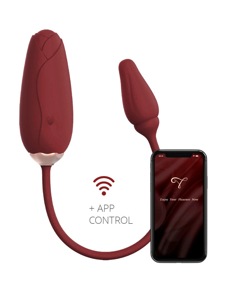 Viotec – Flora – Tragbarer Vibrator mit App-Steuerung – Gold und Weinrot