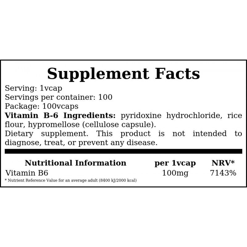 Vitamin B-6 100mg - 100vcaps. x12
