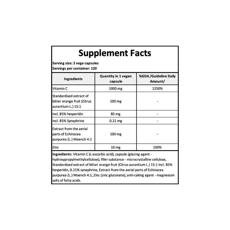 Vitamin C 1000mg + Bioflavonoids - 120vcaps. x24