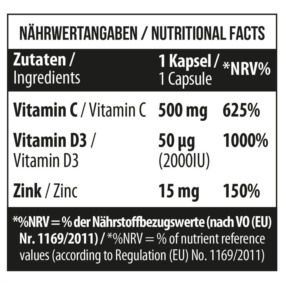 Vitamin C 500 + D3 + Zink 100 Vcaps