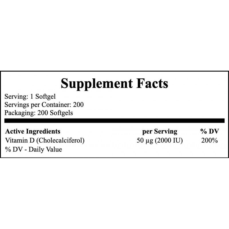 Vitamin D3 2000 IU - 200softgels.