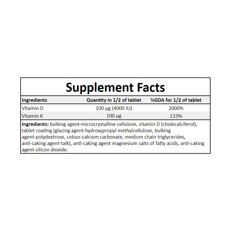 Vitamin D3 4000IU + K2 MK7 - 160tabs. x48