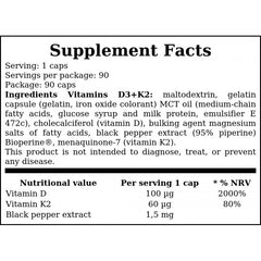 Vitamin D3 + K2 4000IU - 90caps. x30