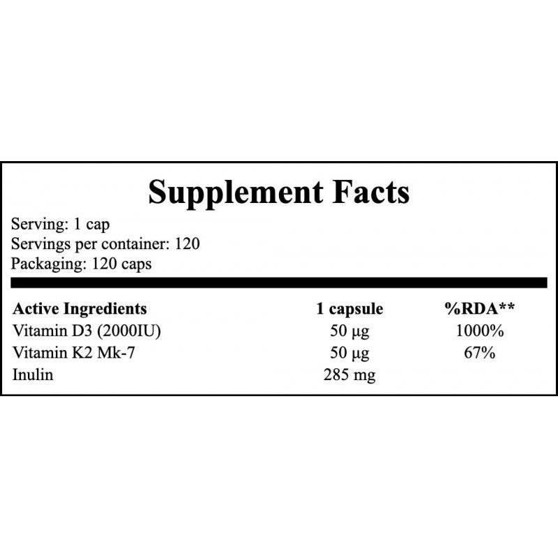 Vitamin D3 + K2MK7 - 120vcaps. x30