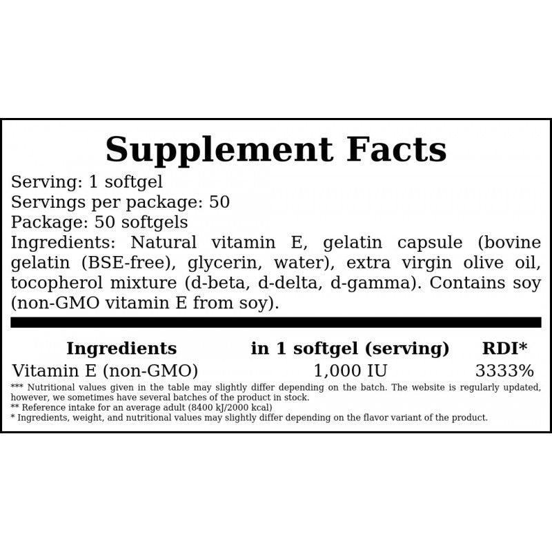 Vitamin E-1000 Natural - 50softgels x12
