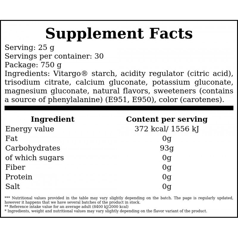 Vitargo Carbohydrate S + Electrolyte - 750g - Citrus x8