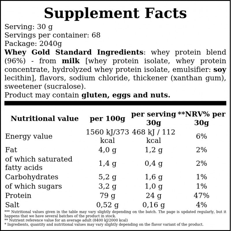 Whey Gold Standard - 2040g - Banana Cream
