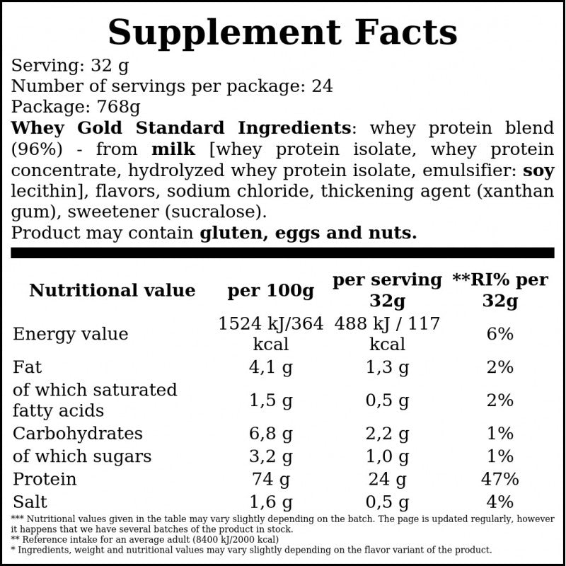 Whey Gold Standard - 768g - Chocolate Peanut Butter x6