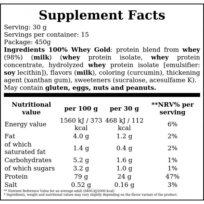 Whey Gold Standard Bag - 480g - Banana x4