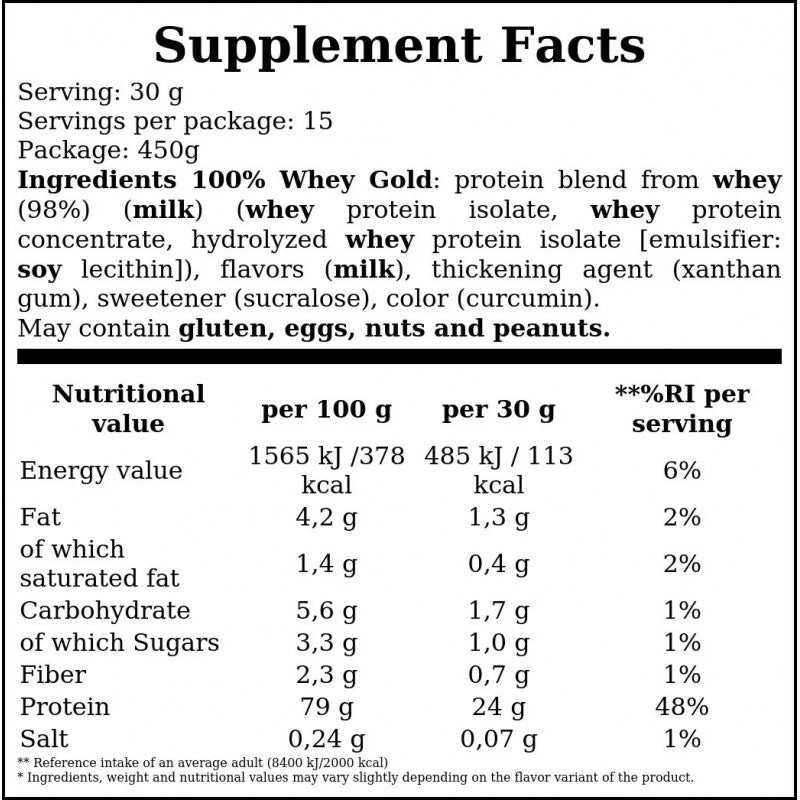 Whey Gold Standard Bag - 480g - Cookies & Cream x4