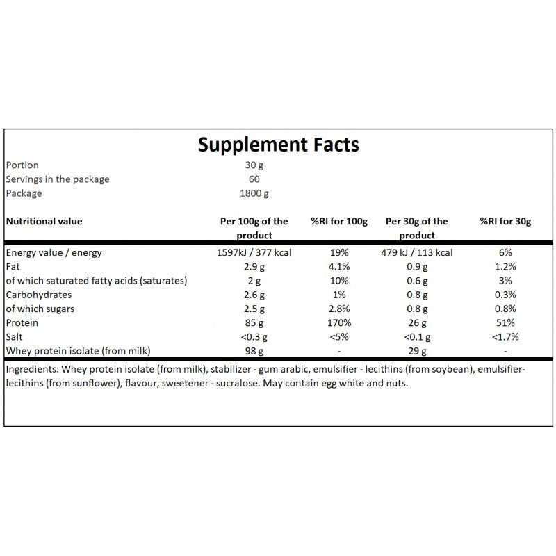 Whey Protein Isolate - 1800g - Peanut Butter Caramel Bar