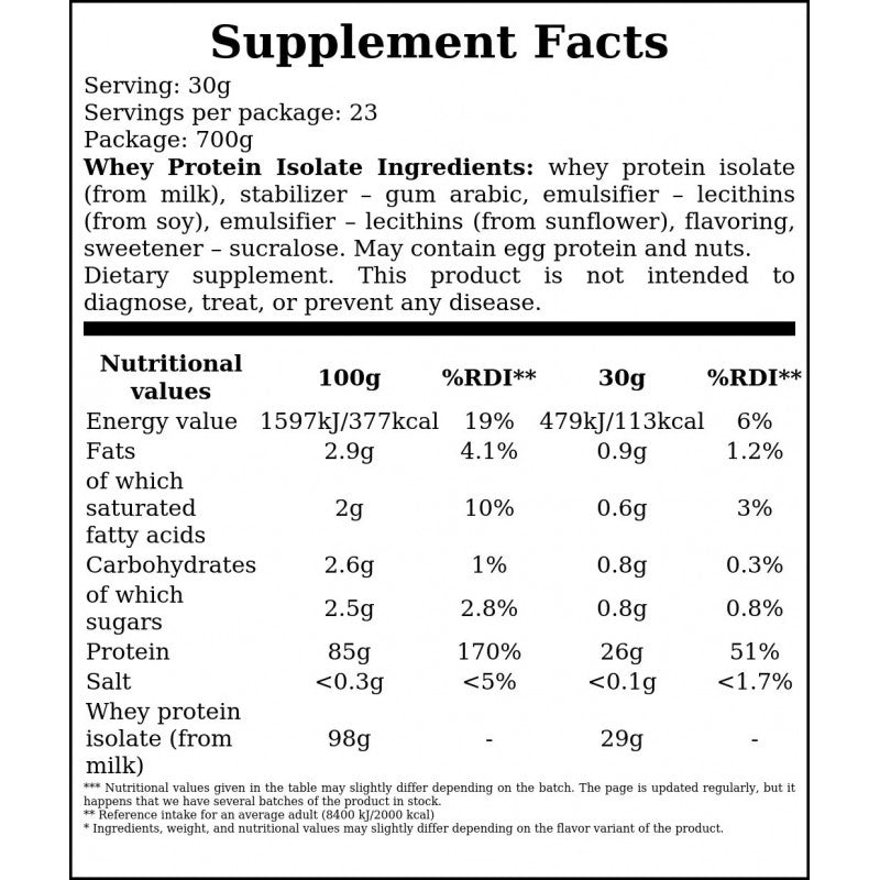 Whey Protein Isolate - 700g - Chocolate Salted Caramel x16