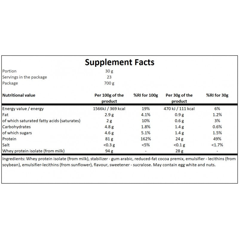 Whey Protein Isolate - 700g - Chocolate x16