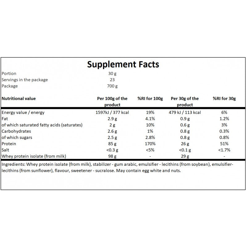 Whey Protein Isolate - 700g - Vanilla