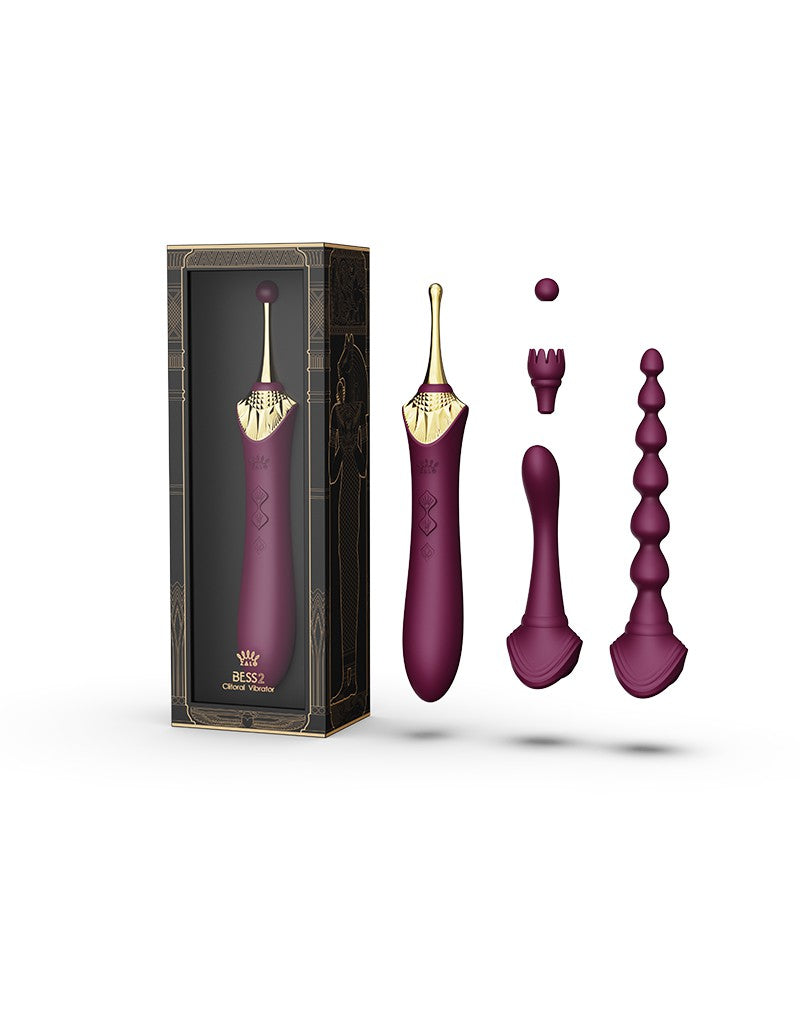 2: ZALO - Bess 2 - Heizendes Klitoris-Massagegerät mit 4 Aufsätzen - Violett
