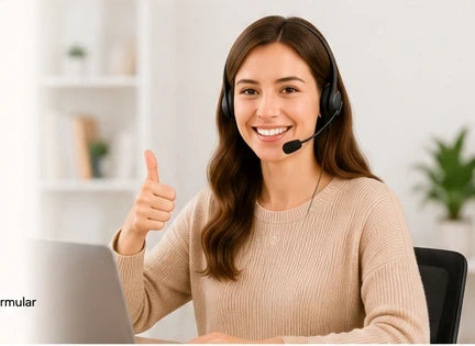 Freundliche Kundenberaterin mit Headset