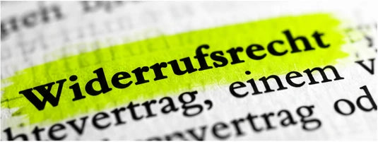 Hervorgehobener Schriftzug Widerrufsrecht